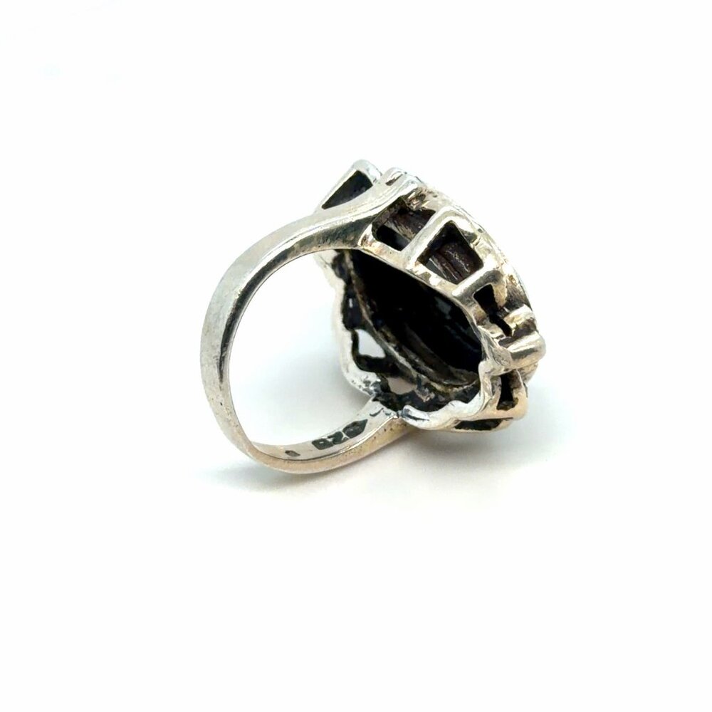 ❌Vintage Sterling Silver 925 Lady Cameo Marcasite Ring - Picture 5 of 8